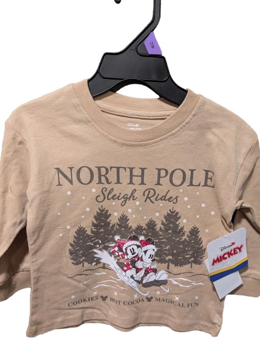 Mickey Mouse Toddler Boys Holiday Long Sleeve Graphic Tee Irish Cream (12M)